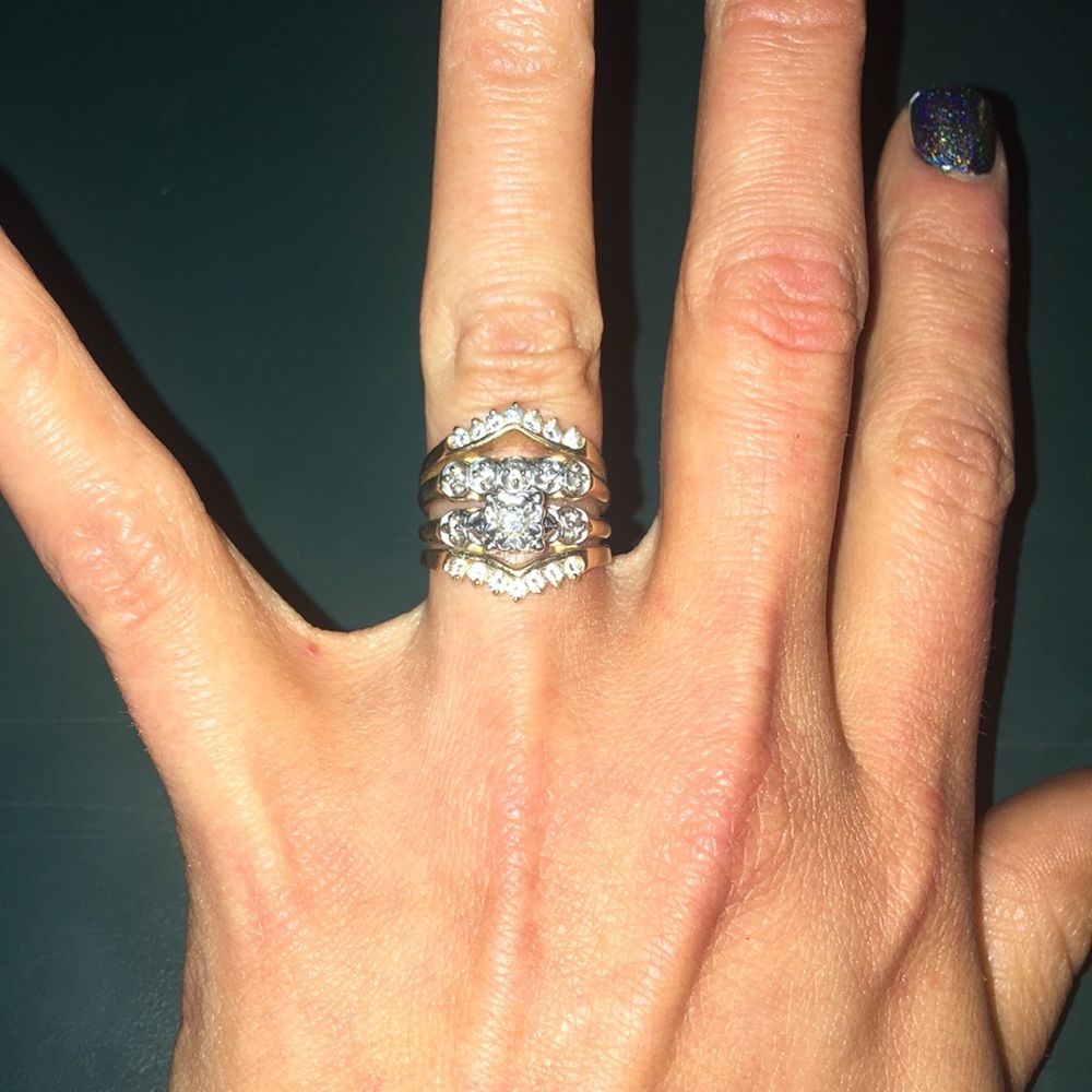 Wedding ring with anniversary bands added